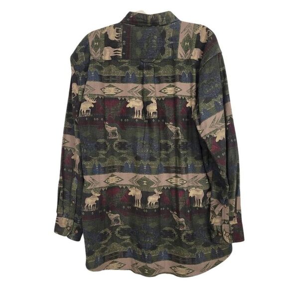 Woods & Water Moose Print Camouflage Button Up Shirt Sz‎ L Hunting Outdoors Camo - Picture 2 of 5